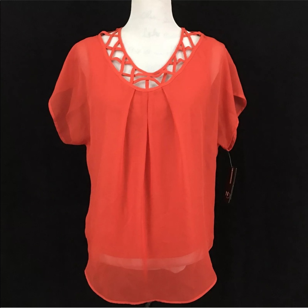 ND Women’s Summer sheer Blouse Pink S Lined Top